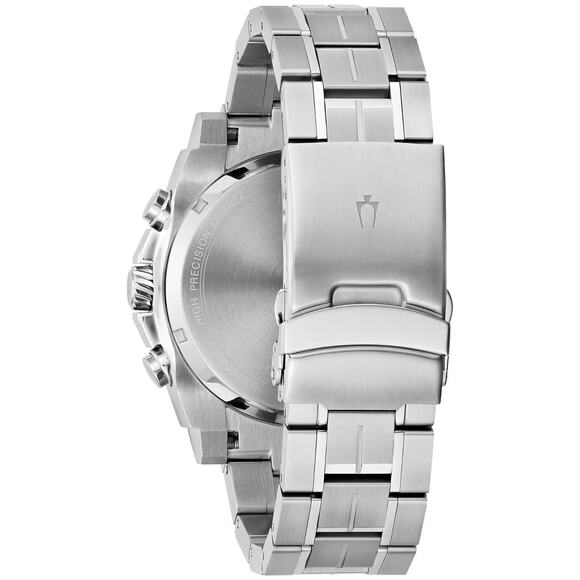 Bulova Men's Chronograph Calendar Precisionist Quartz Silver Watch 46 MM 98B405 - Picture 2 of 12